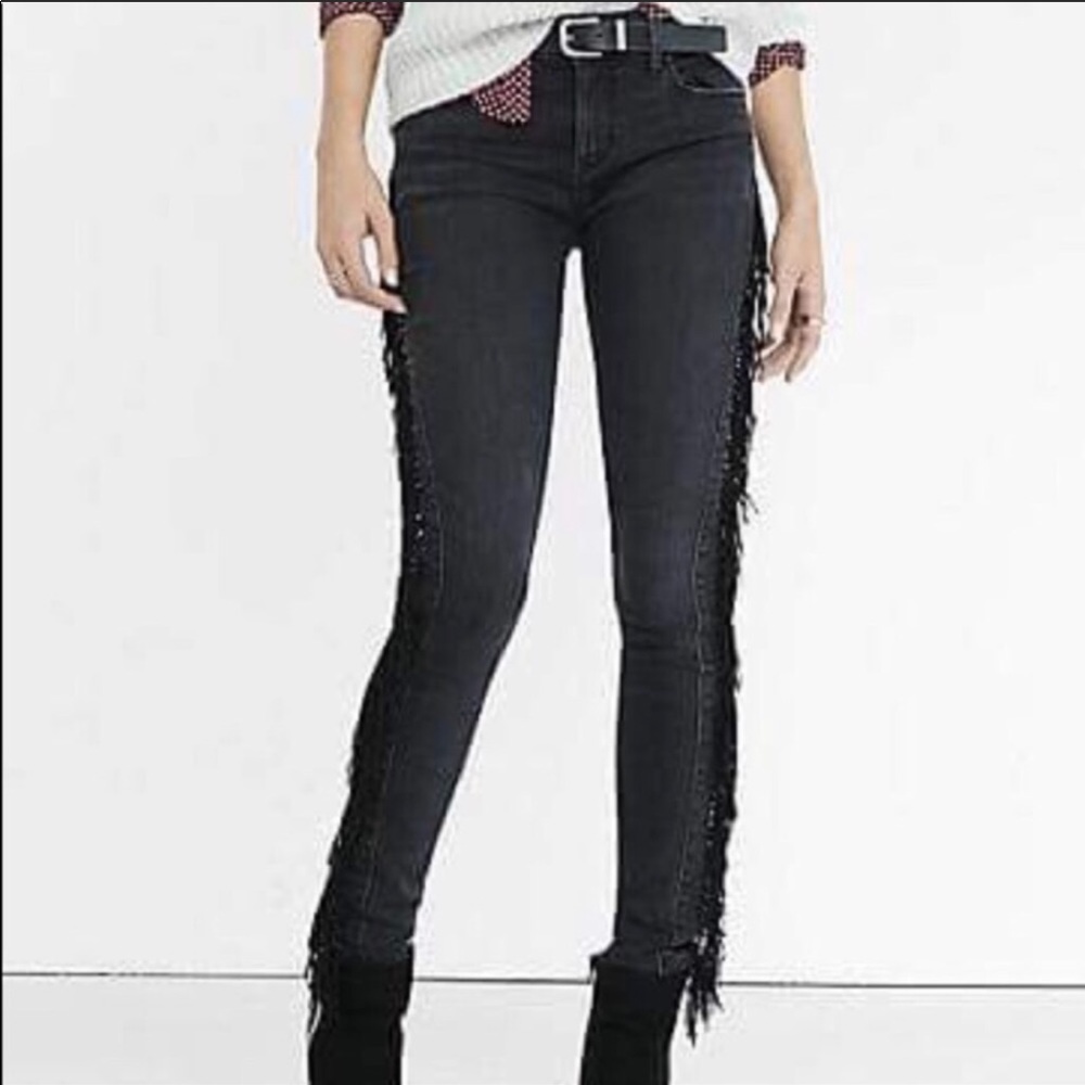 Black Fringe  express jeans 0s EUC